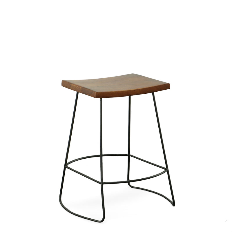 Steel Backless Counter Height Bar Chairs (Set of 2) - Chestnut And Black