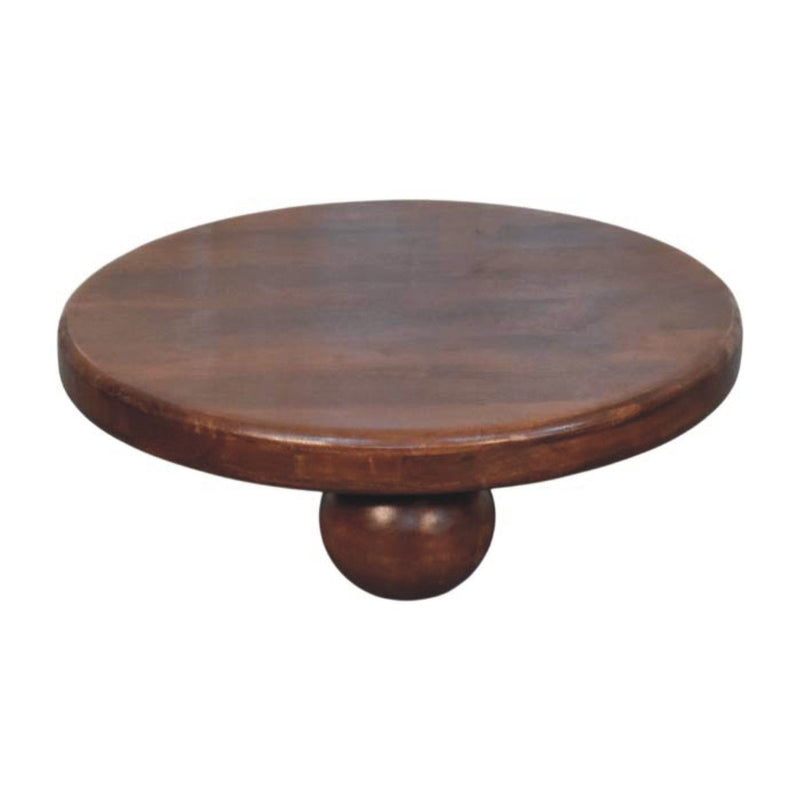 Round Coffee Table With Eight Drawers - Brown