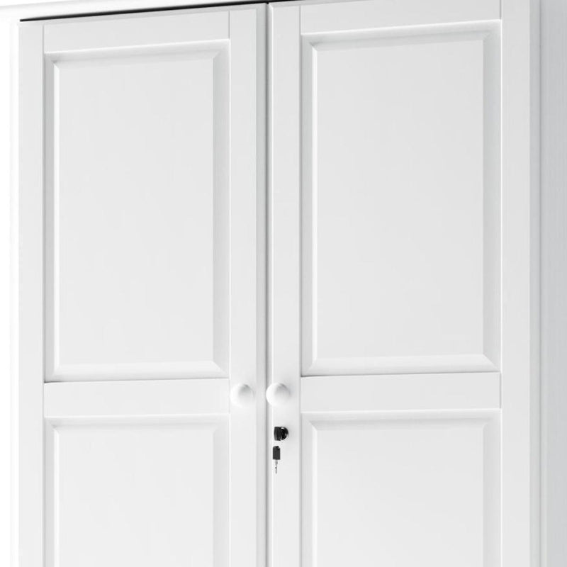 Solid Wood Two Door Two Drawer Combo Dresser - White