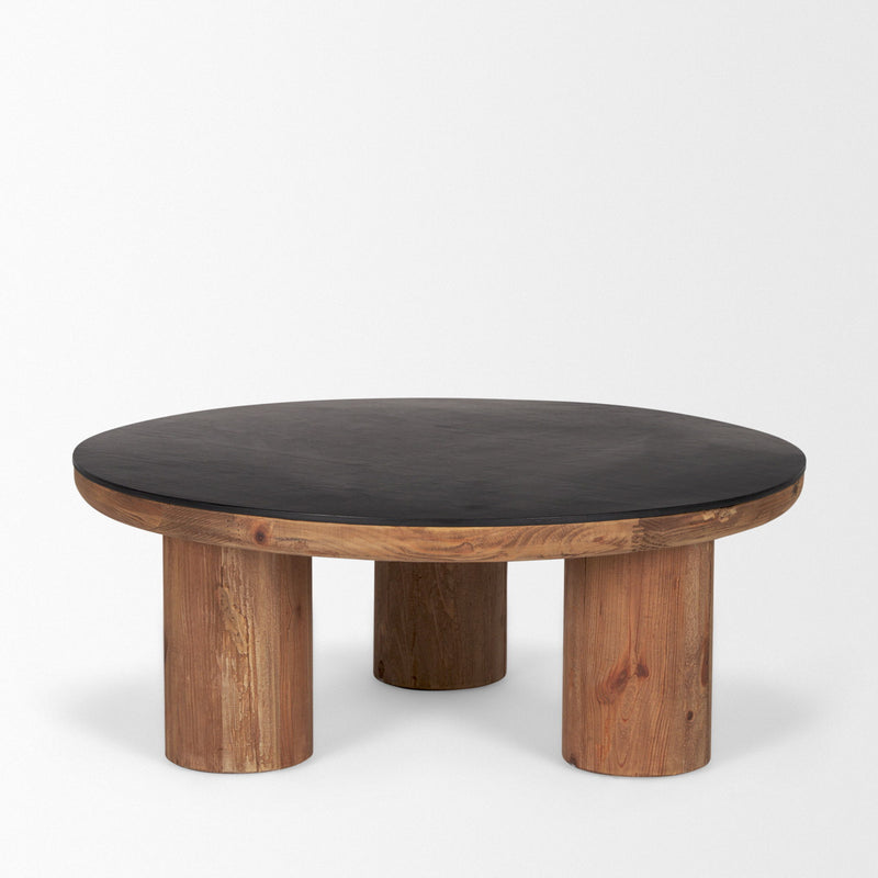 Reclaimed Round Coffee Table - Black / Brown
