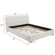 Load image into Gallery viewer, Modern Platform Bed With Upholstered Grid-Patterned Headboard
