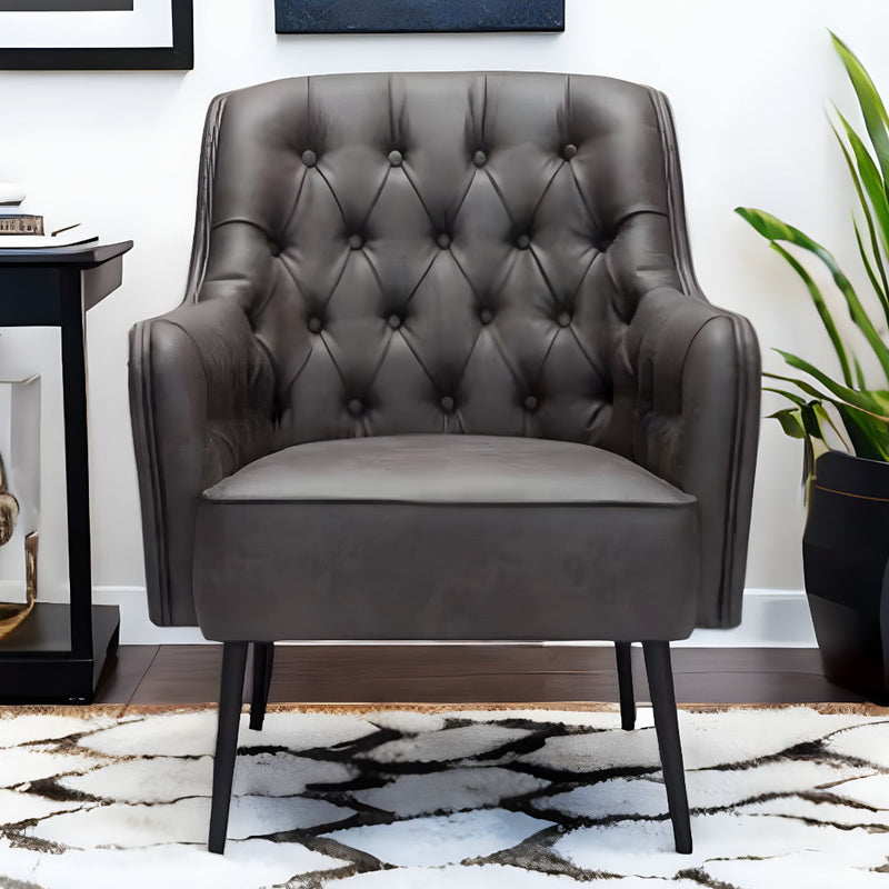 Faux Leather Tufted Arm Chair - Black