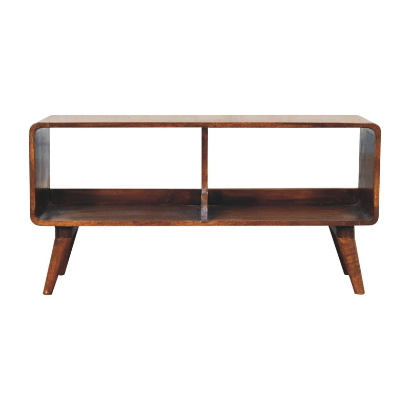 Solid Wood Enclosed Open Storage TV Stand (719196) - Brown