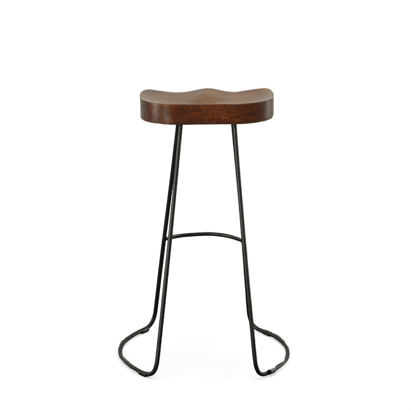 31" Steel Backless Bar Height Bar Chairs (Set of 2) - Chestnut And Black