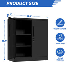 Load image into Gallery viewer, Heavy Duty Storage Cabinet With Lock, 2 Door File Cabinet With 2 Adjustable Shelves - Black
