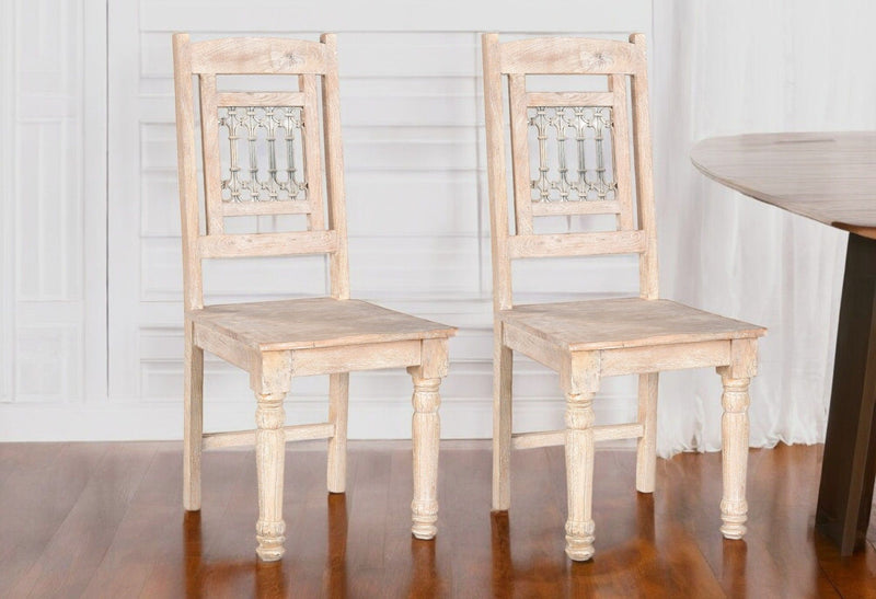 Wood Slat Back Dining Side Chairs (Set of 2) - White