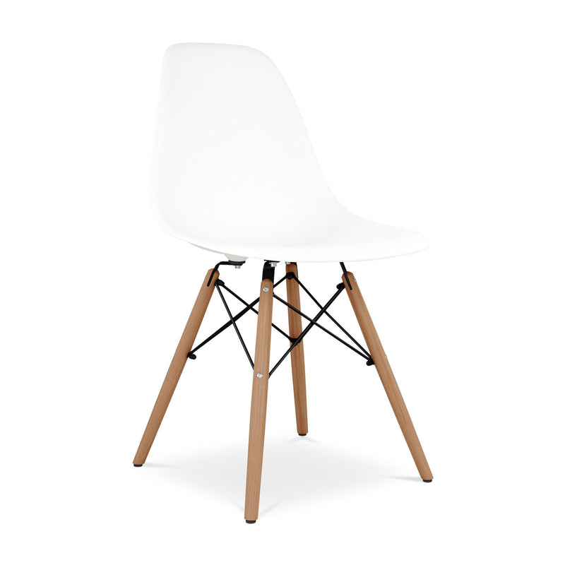 Heavy Duty Plastic Wood Dining Side Chair - White