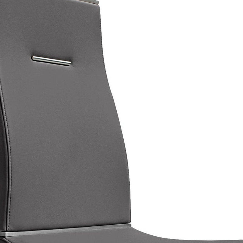 Upholstered Faux Leather Dining Side Chairs (Set of 2) - Dark Gray / Silver