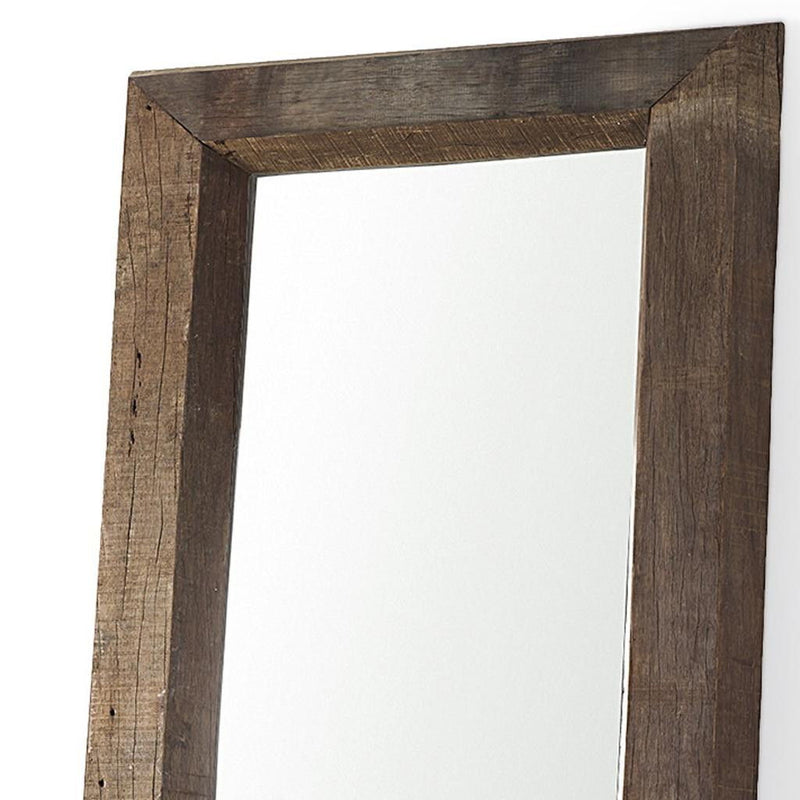 Solid Wood Freestanding Framed Accent Mirror - Brown