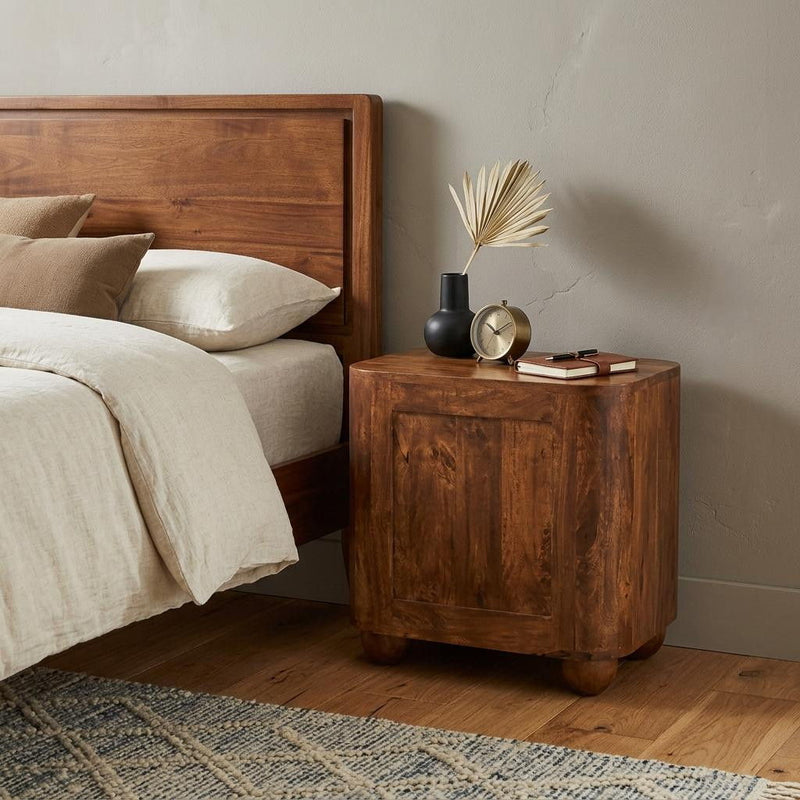 21'' Solid Wood Two Drawer Nightstand - Brown