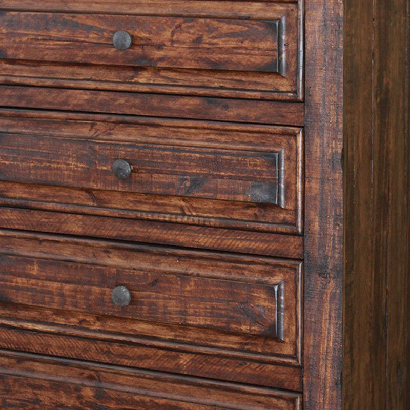 Solid Wood Five Drawer Chest - Chocolate