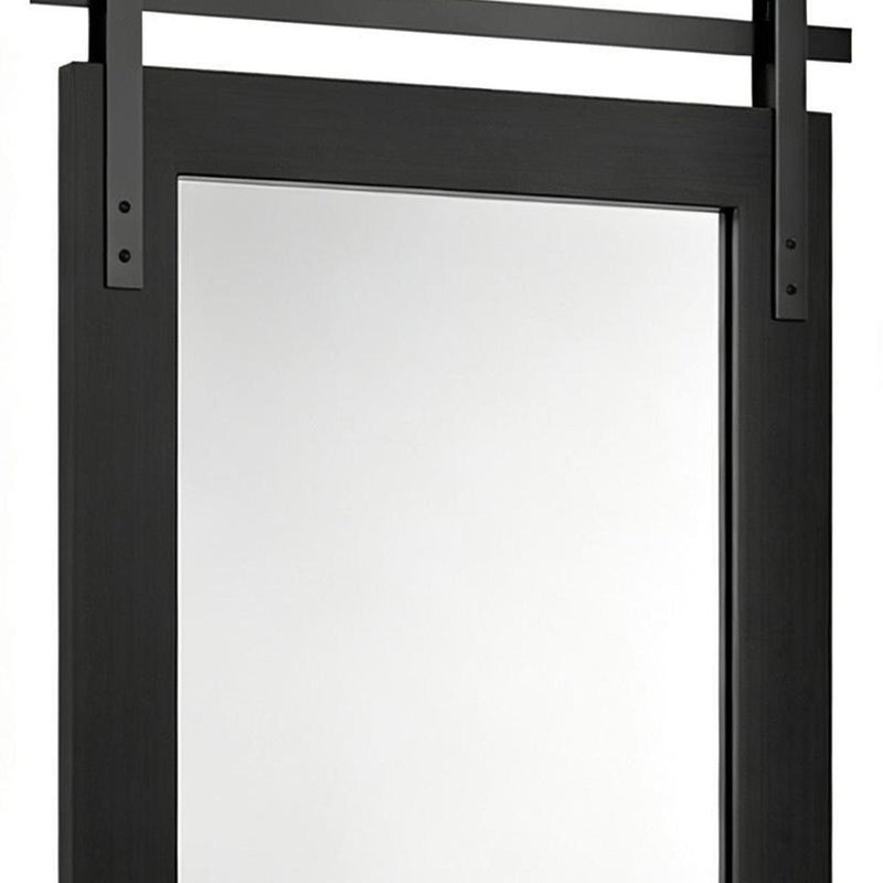 Wood Barn Door Framed Bathroom Vanity Mirror (762912) - Black