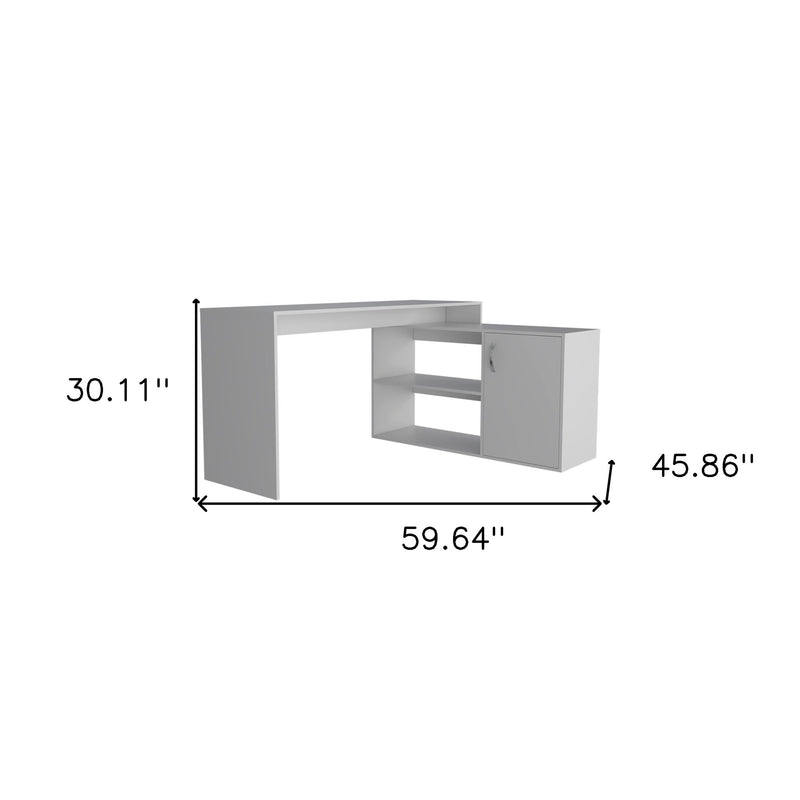 L Shape Writing Desk - White