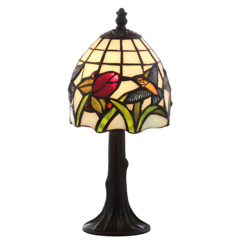 Birds Novelty Tiffany Lamp With Bell Shade - Bronze / White / Green