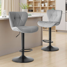 Load image into Gallery viewer, Faux Leather Aluminum Swivel Bar Chairs (Set of 2) - Gray / Black
