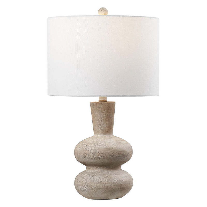 Gourd Table Lamp With Drum Shade - Brown