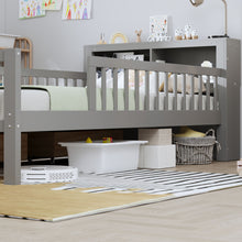 Load image into Gallery viewer, Bed With Headboard Storage Rack, 2 Under Bed Drawers, 3 Side Guardrails For Safety
