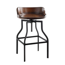 Load image into Gallery viewer, Steel Swivel Backless Adjustable Height Bar Chair - Chestnut / Black
