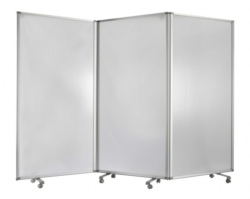 Iron Folding Three Panel Screen Room Divider - White
