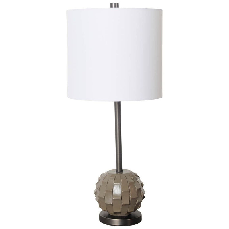 25" Round Bedside Lamp With Drum Shade - Gray