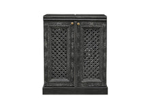 Load image into Gallery viewer, Solid Wood Carved Floral Bar Cabinet With Two Doors One Drawer (727846) - Black
