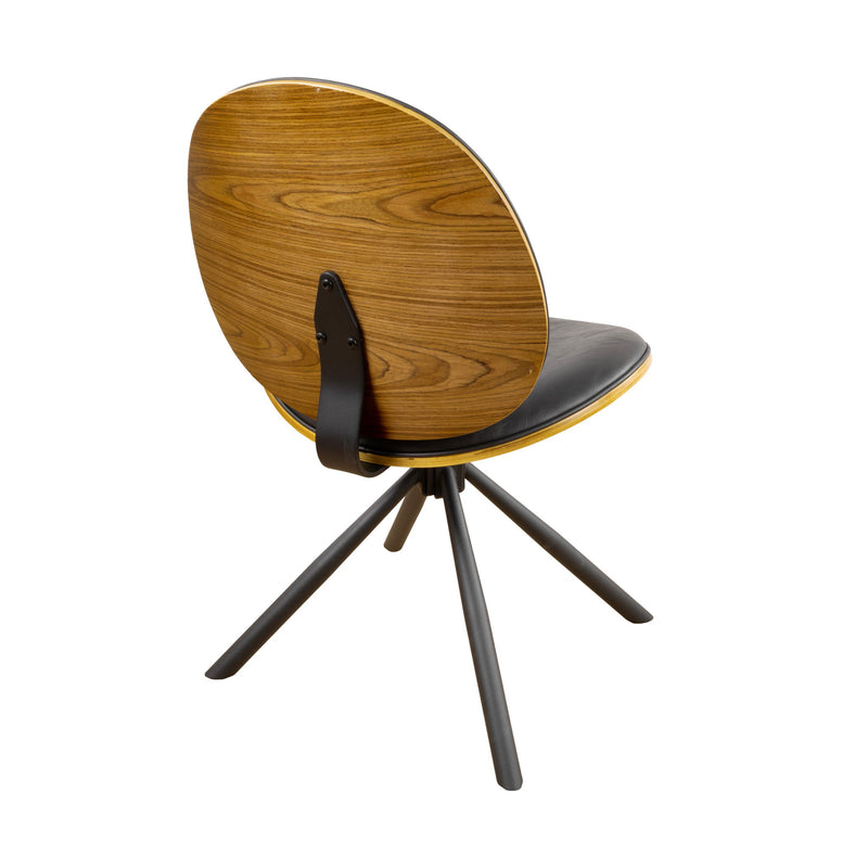 Upholstered Faux Leather And Metal Dining Side Chair - Black