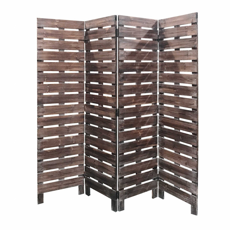 72" Folding Four Panel Screen Room Divider - Brown