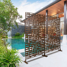 Load image into Gallery viewer, Decorative Freestanding Metal Privacy Screen For Indoor &amp; Outdoor Use
