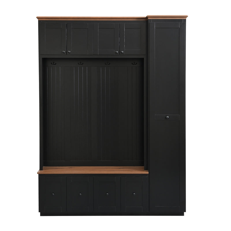Entryway Hall Tree With Storage Bench, Coat Rack Shoe Bench With Cabinets