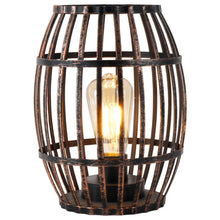 Load image into Gallery viewer, 8" Battery Operated Novelty Bedside Lamp With Cage Shade - Black
