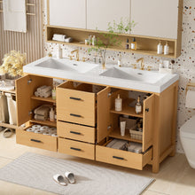 Load image into Gallery viewer, Bathroom Vanity With Double Sink, Soft Close Doors &amp; Drawers Handles - Wood
