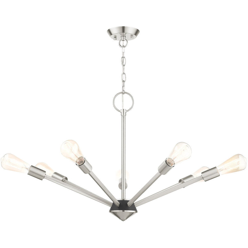 20'' Seven Light Dimmable Chandelier With Shades - Nickel