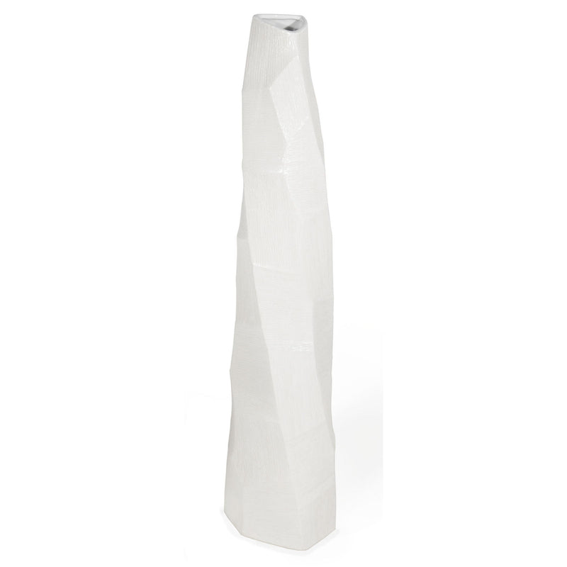 Faceted Geometric Floor Vase - White