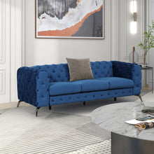 Load image into Gallery viewer, Modern 3-Piece Sofa Sets with Sturdy Metal Legs,Velvet Upholstered Couches Sets Including Three Seat Sofa, Loveseat and Single Chair for Living Room Furniture Set,Blue
