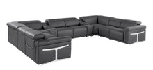 Load image into Gallery viewer, Italian Leather Power Reclining U Shaped Ten Piece Corner Sectional With Console - Dark Gray
