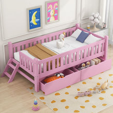 Load image into Gallery viewer, Platform Bed With Guardrail And 2 Drawers
