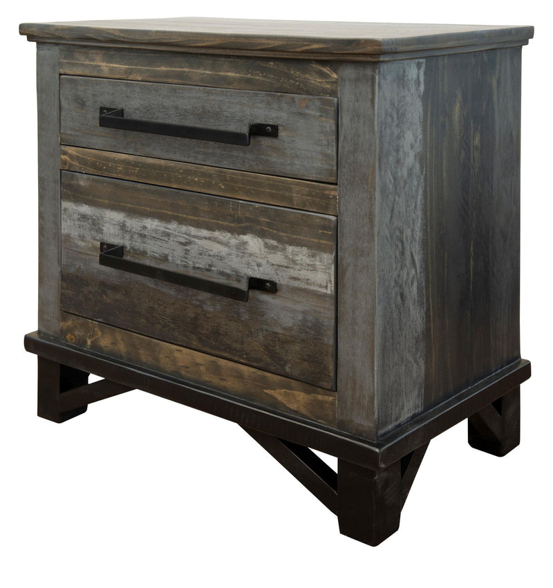 27" Two Drawer Nightstand - Brown / Dark Gray