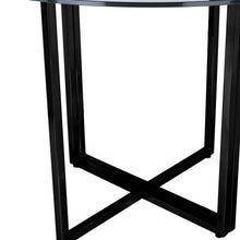 Load image into Gallery viewer, 24" Rounded Glass And Metal Trestle Base Dining Table - Black

