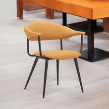 Load image into Gallery viewer, Upholstered Faux Leather Open Back Dining Arm Chair - Brown
