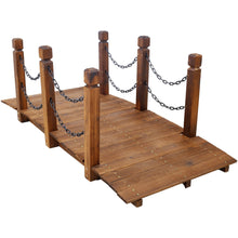 Load image into Gallery viewer, Wooden Arc Footbridge With Chain Railings For Backyard Creek Stained 5 Ft - Brown
