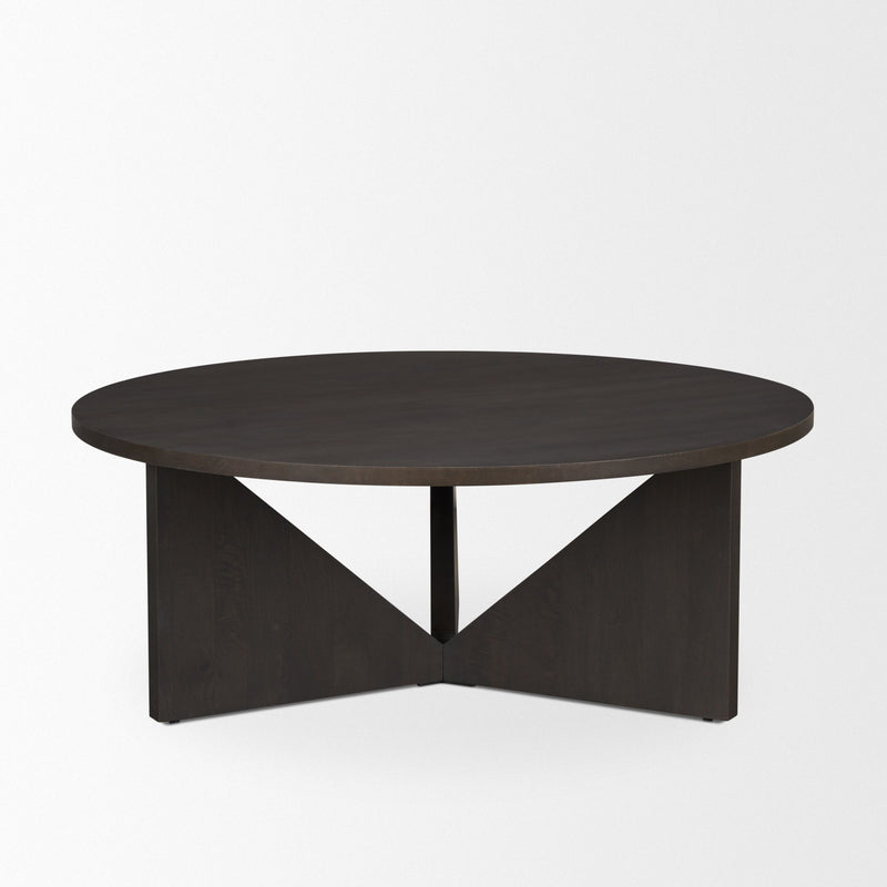 Round Trestle Coffee Table - Dark Brown / Brown