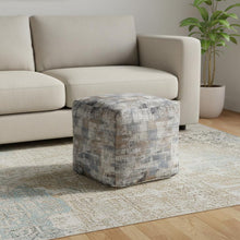 Load image into Gallery viewer, Cotton Abstract Pouf Ottoman - Blue
