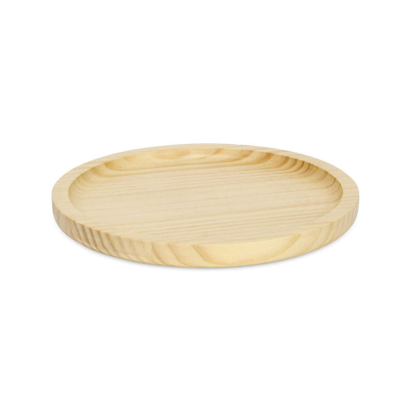 9" Solid Wood Handmade Round Vanity Tray - Natural