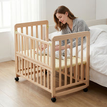 Load image into Gallery viewer, Portable Bedside Bassinet With 3 Heights, Mini Crib For Newborns - Natural Wood
