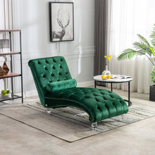 Load image into Gallery viewer, Velvet Chaise Lounge Indoor, Button Tufted Upholstered Chaise Lounge Chair With Pillow
