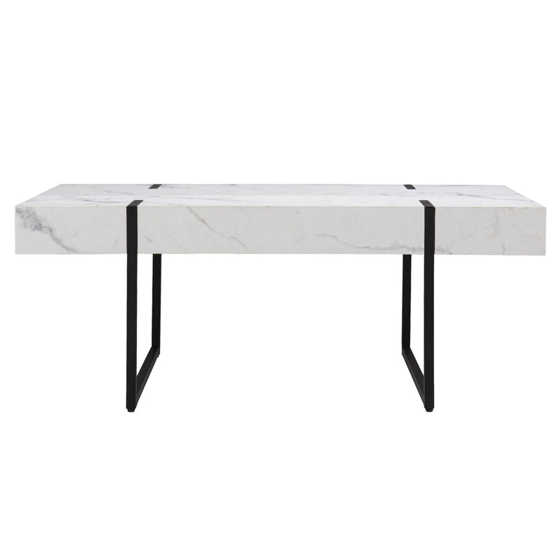 Faux Marble Metal With Iron Coffee Table - White