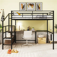 Load image into Gallery viewer, Loft Bed With Desk And Lateral Storage Ladder
