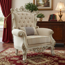 Load image into Gallery viewer, 38" Fabric Striped Tufted Chesterfield Chair - Pearl
