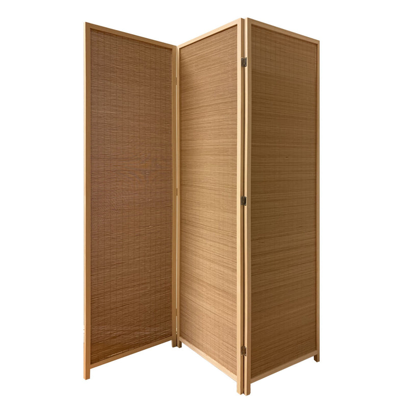 Bamboo 3 Panel Room Divider Screen - Light Brown