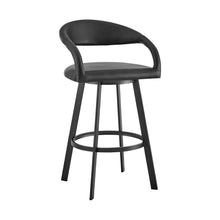 Load image into Gallery viewer, 26" Contemporary Faux Leather And Iron Low Back Counter Height Swivel Bar Chair - Black
